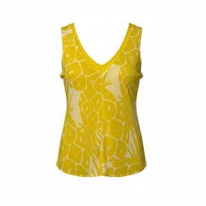 Worthington Yellow & White Pineapple Print V-Neck Sleeveless Blouse